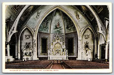 Interior St. Peters Church Mt. Clemens Michigan White Border Postcard • $4.50