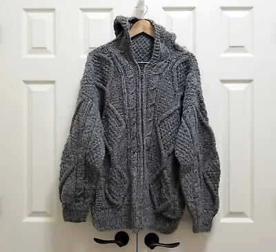 Men's Handmade Sisandina Handicrafts Ecuador 100% Wool Gray Full Zip Sweater L • $75