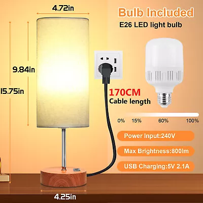 2xTouch Bedside Table Lamp With 4xUSB Charging Port Dimmable Lounge Light LED UK • £18.99