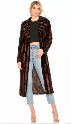 Unreal Fur Velvet Underground Long Coat Duster Chocolate Brown Size XS NEW $469 • $289.99