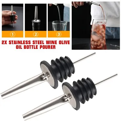 2/4pcs Stainless Steel Bottle Pourer Wine Olive Oil Dispenser Spout Kitchen Bar • £2.46