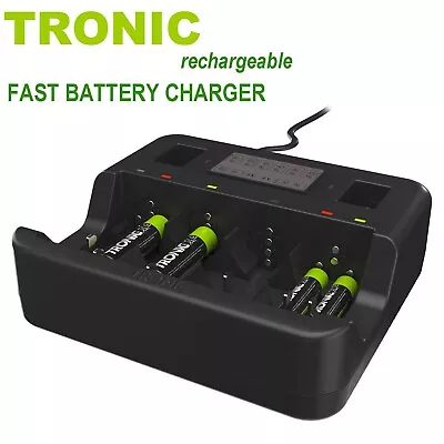 TRONIC RECHARGEABLE FAST BATTERY CHARGER Ni-MH&Ni-Cd CHARGE UP TO 8 BATTERIES • £24.99