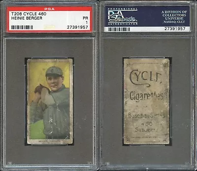 T206 Heinie Berger ~~ PSA 1  ~~ Cycle 460 **rare Back** • $229.99