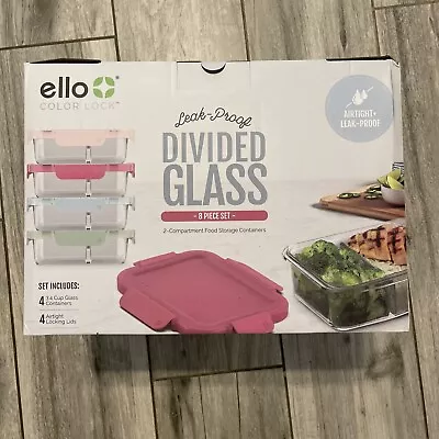 New Ello Glass Meal Prep Divided  Containers 3.4 Cup (4 Containers) Oven Safe • $27