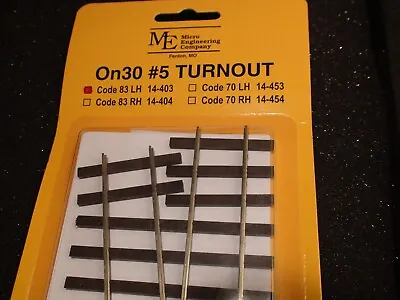 Micro- Engineering #14-403 On30 #5 CODE 83 LH TURNOUT • $39.95