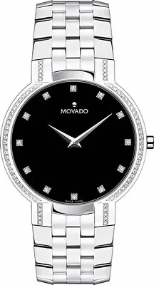 Movado Faceto Men’s Black Accented Factory Diamond Watch 0605585 • $1699.99