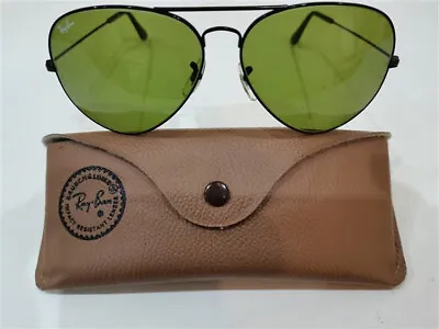 1980's VINTAGE B&L RAY-BAN U.S.A AVIATOR BLACK 62[]14 RB-3 & ORIGINAL CASE • £84.95