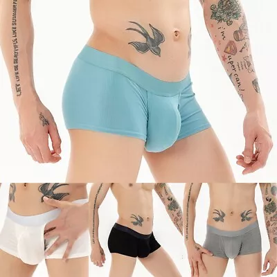 Sexy Mens Underwear Breathable Boxer Briefs Shorts Bulge Pouch Soft Underpants • £4.79