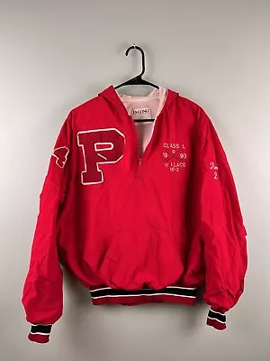 Baseball Varsity Championship Jacket Red Large  Pinkerton  NH 1993 Patch Vintage • $34.99
