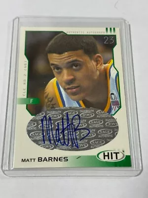 MATT BARNES 2002-03 Sage Hit Emerald Auto #H23 • $6.99