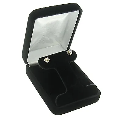 Black Velvet T-Shape Stud Earring Box Display Jewelry Gift Boxes Classic 1 Dozen • $45.64