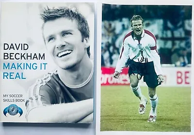 DAVID BECKHAM Genuine Signed England Photo (30cm X 21cm) & DB SOCCER SKILLS Book • £17.30