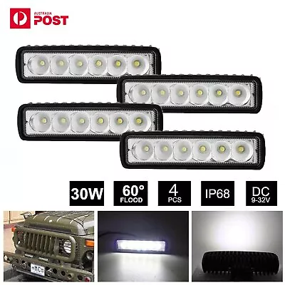 4PCS 6 Inch CREE FLOOD LED Light Bar Work Reverse DRL Ute 7  Driving Bars • $15.99