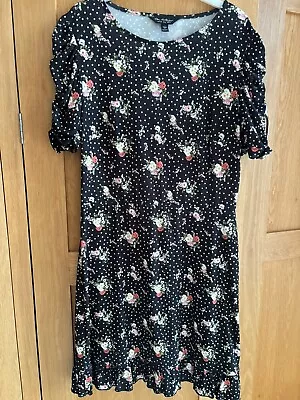 Ladies Miss Selfridge Black Floral Dress Size 12 • £3.99