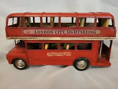 Red London Double Decker Bus Tin Plate Vehicle • £14