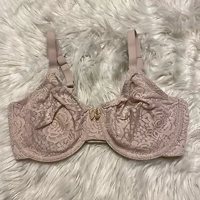 Wacoal 34DD Bra Beige Halo Lace Underwire Unlined Seamless 851205 • $21.99