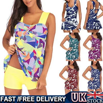£13.99 • Buy Womens Tankini Sets With Boy Shorts Bikini Set Swimwear Push-Up Padded Bra Dress