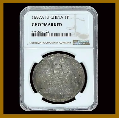 French Indochina 1 Piastre Silver Coin 1887 A Chopmarked NGC 6750519-121 • $189.95