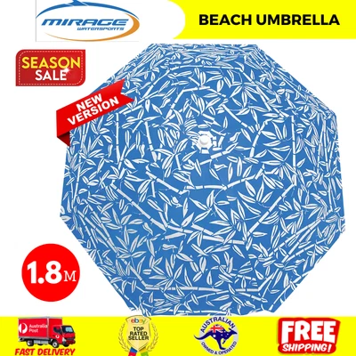 $29.74 • Buy Mirage Bamboo Beach Umbrella Outdoor Shade Sun Protection Shelter 1.8m Blue