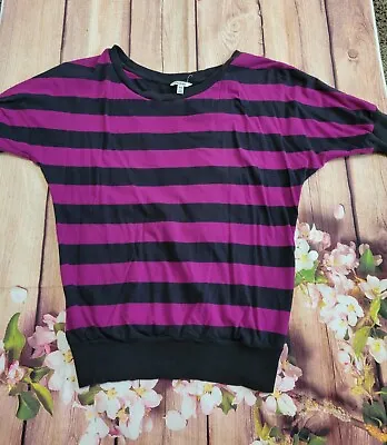 I Love H81 3/4 Sleeve Top Women's Medium Striped Purple/Pink  • $6