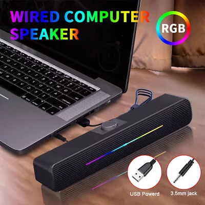 USB Wired Stereo Computer Speakers For PC Laptop Desktop TV Subwoofer Speaker • $21.99