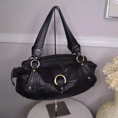 Francesco Biasia-  Rare Find: Soft Black Leather Satchel With Gold Hard • $35