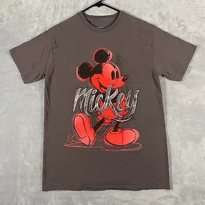 Disney MICKEY MOUSE T Shirt Men Medium Grey Short Sleeve Classic Cartoon Sketch • $11.88