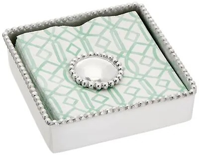 Mariposa Round Pearl Beaded Napkin Box Small • $54