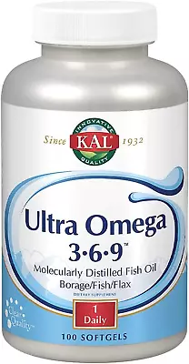 Ultra Omega 3-6-9 1200Mg | Fish Oil W/Cold Pressed Flaxseed & Borage Oil | Skin • $74.56