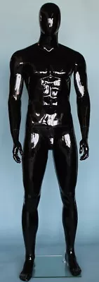 6 Ft 3 In Male Abstract Head Mannequin Glossy Black Muscular Body Shape SFM51EHB • $349.95