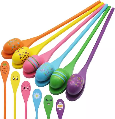 JOYIN Egg And Spoon Race Game Set Outdoor Games For Kids6 Easter Eggs & 6 With • £22.04