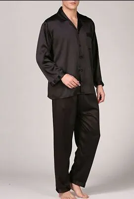 FREE SHIP Deliver  5 Days Men Satin Silk Pajamas Set PJ Pants With POCKET Lounge • $26