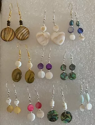 LOT Of 10 Pair Shell Abalone Shell And Mother Of Pearl Earrings • $14.25