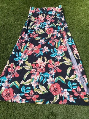 £0.99 • Buy TU MAXI SKIRT 14 Split Bold Bright Summer Soft Jersey Comfy Tropical Hawaiian