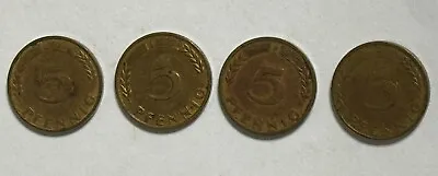 Lot Of 4 German  1950 5 Pfennig Coins - 1950D 1950F 1950G 1950J • $6.50