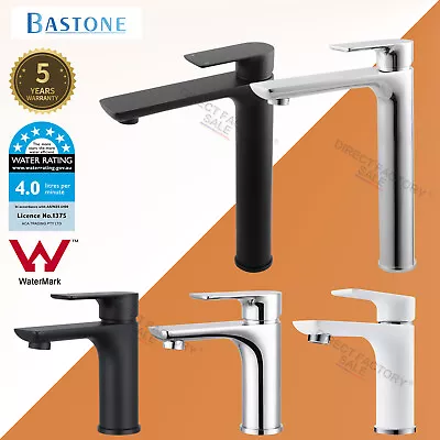 Bathroom Square Black Chrome Basin Mixer Tap Flick Vanity Faucet WELS Watermark • $78.21