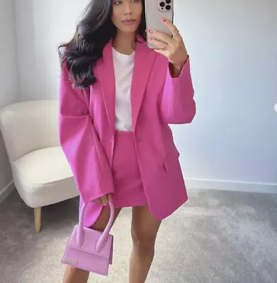 $79.99 • Buy Zara New Woman Oversized Blazer Jacket Pink Strawberry Fuchsia 4432/700 Xs S L