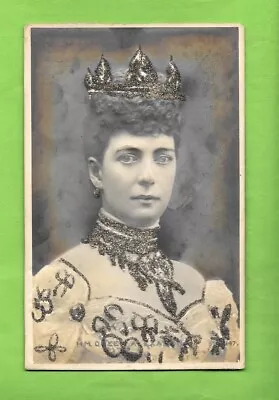 H. M. Queen Alexandra - Old 1905 Postmark Bas Relief Postcard - Royalty • £1.99