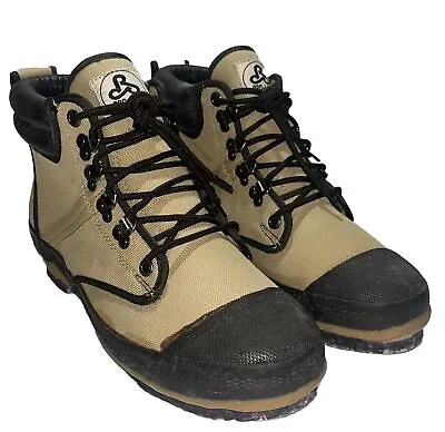 Pro Line Mens Size 11 Fly Fishing Wading Boots Felt Sole Steel Shank Canvas • $35