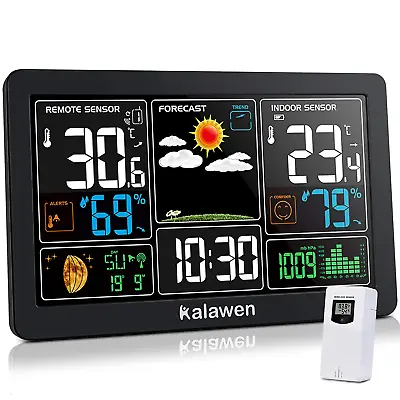 Weather Station With Outdoor Indoor Sensor MSF Wireless Digital Alarm Clock Ba • £51.63