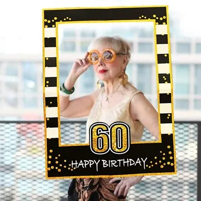 60th /90th Happy Birthday Frame Photo Booth Props Paper Party Supply • £4.99