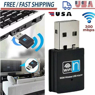 Mini USB WiFi 300Mbps Wireless Mini Adapter Network 802.11n/g/b For PC Note USA • $7.27