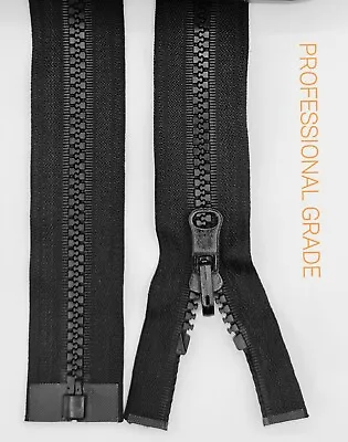 £4.99 • Buy REVERSIBLE Chunky Plastic Zips  No5 Black   Zipper  Reversible Slider Open Ended