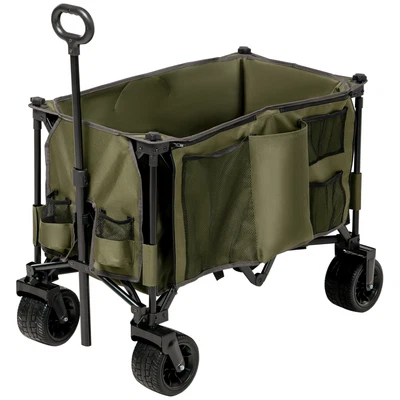 £89.99 • Buy Outsunny Folding Wagon Garten Cart Collapsible Camping Trolley On Wheels, Green