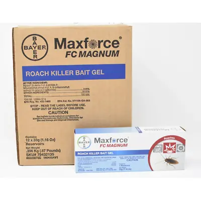 12 Tubes Maxforce FC Magnum Cockroach German Roach Control Bait .05% Fipronil • $174.95