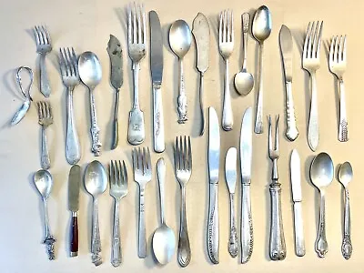 Vintage / Antique Estate Silverware Silver-plate LOT Serving Flatware 30 PCS • $59.49