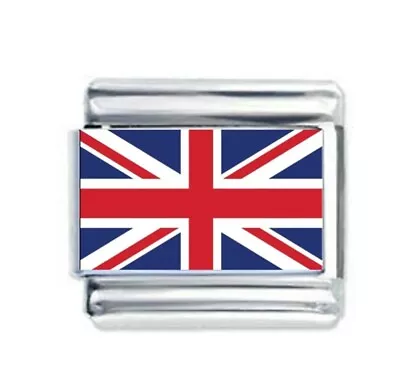 New Uberry Stainless Steel Union Jack Charm For 9mm Italian Link Bracelet • £3