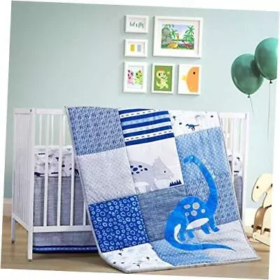  3 Piece Crib Bedding Set For Boys Nursery Bedding Set For Baby Dinosaur • $59.64