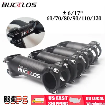 BUCKLOS 6/17° Bike Stem Carbon Fiber 31.8mm MTB Road Bicycle Bar Stems 60-120mm • $18.11