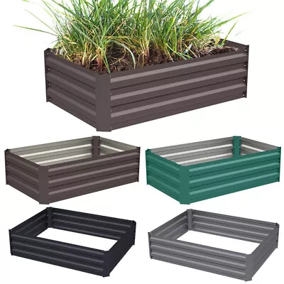 Raised Bed Garden Outdoor Planter Vegetables Flowers Herbs Metal Grow Bed Box • £62.95